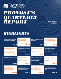 Provost`s Quarterly Report - 3rd Quarter FY 2016