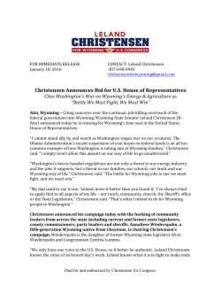 Christensen Announces Bid for U.S. House of Representatives
