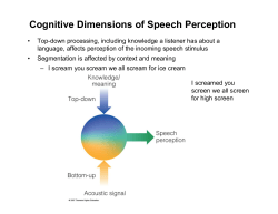 Cognitive Dimensions of Speech Perception