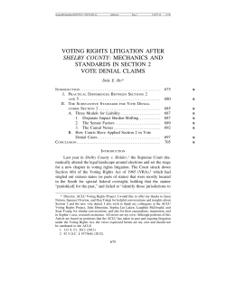 Voting Rights Litigation After Shelby County: Mechanics and