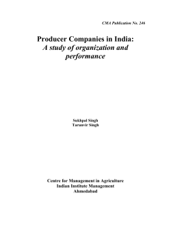 Producer Companies in India: A study of organization and