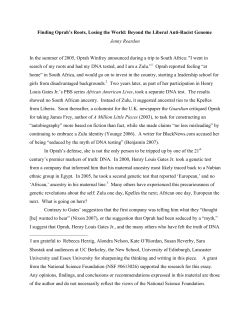 Finding Oprah`s Roots, Losing the World