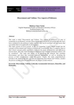 Discernment and Volition - International Journal of Humanities and