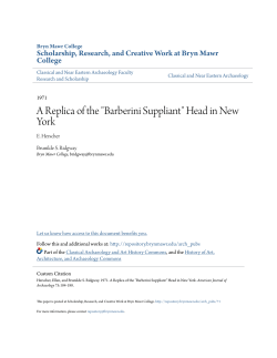 Barberini Suppliant - Scholarship, Research, and Creative Work at