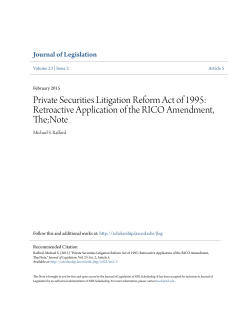 Private Securities Litigation Reform Act of 1995: Retroactive