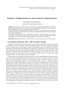 Romania. A Kafkian Democracy and an Inherent