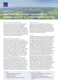 One Place, One Budget? Approaches to pooling resources to