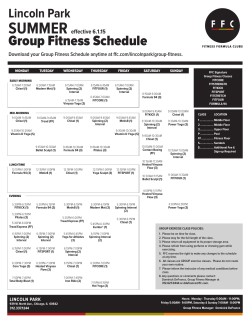Group Fitness Schedule - Fitness Formula Clubs