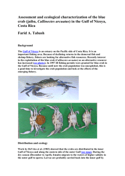 Assessment and ecological characterization of the blue crab (jaiba