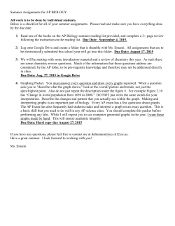 Summer Assignment for AP BIOLOGY