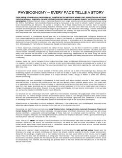 PHYSIOGNOMY PHYSIOGNOMY &ndash; EVERY FACE TELLS A STORY