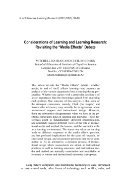 Considerations of Learning and Learning Research: Revisiting the