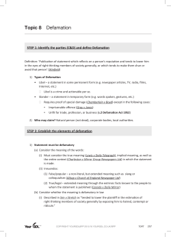 Topic 8 Defamation