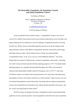 The Rockefeller Foundation, the Population Council, and Indian
