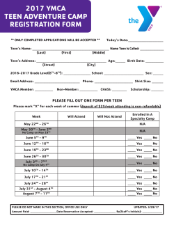 Teen Adventure Camp Form - YMCA
