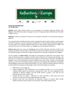 Connecting with Millennials 21st October 2016 Speakers: Maria