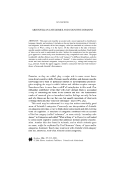 Aristotelian Categories And Cognitive Domains