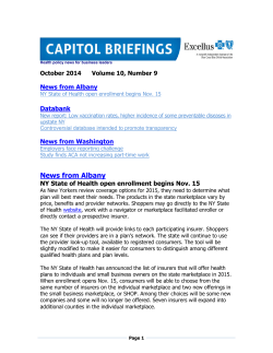 News from Albany - Excellus BlueCross BlueShield
