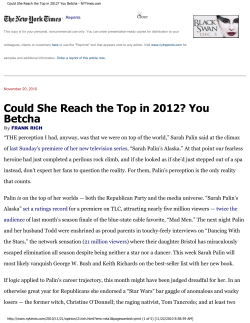 Could She Reach the Top in 2012? You Betcha