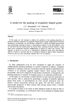 A model for the packing of irregularly shaped grains