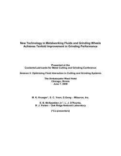New Technology in Metalworking Fluids and Grinding