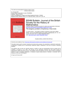 BSHM Bulletin - Whistler Alley Mathematics