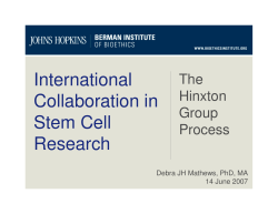 International Collaboration in Stem Cell Research