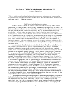 The State of CST in Catholic Business Schools in the U.S Andrew