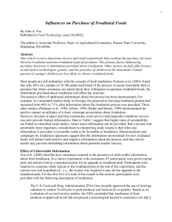 Influences on Purchase of Irradiated Foods
