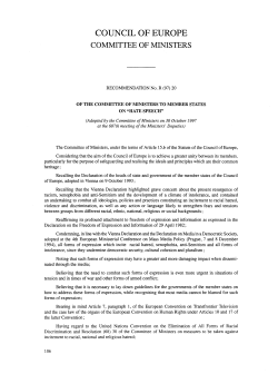 R (97) 20 - Coe - Council of Europe