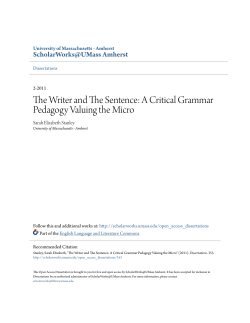 The Writer and The Sentence: A Critical Grammar Pedagogy