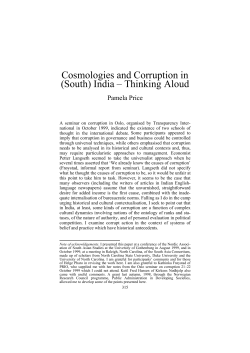 Cosmologies and Corruption in (South) India &ndash; Thinking