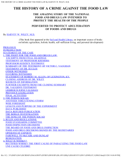 History of a Crime Against the Food Law - Educate