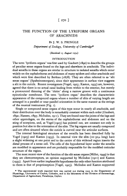 THE FUNCTION OF THE LYRIFORM ORGANS OF ARACHNIDS