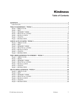 Kindness - UrbanMinistry.org