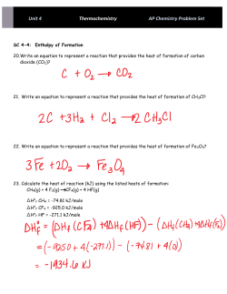 Unit 4 Thermochemistry AP Chemistry Problem Set