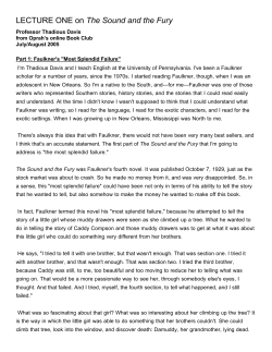 LECTURE ONE on The Sound and the Fury