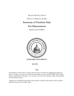 Summary of Turabian Style For Dissertations