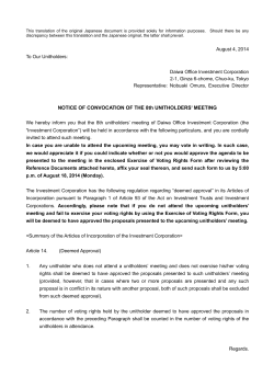 Notice of Convocation of the 8th Unitholders` Meeting