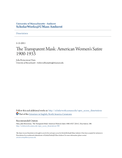 The Transparent Mask: American Women`s Satire 1900-1933