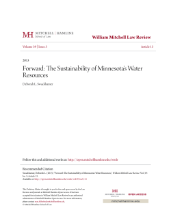 Forward: The Sustainability of Minnesota`s Water Resources