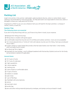 Packing List - JCC Maccabi Israel