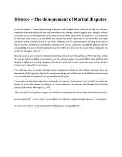 Divorce &ndash; The denouement of Marital disputes