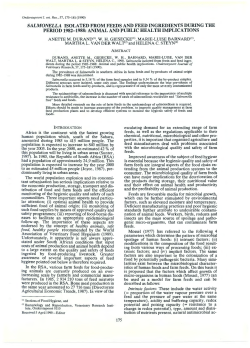 salmonella isolated from feeds and feed ingredients during the