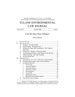 Can We Save New Orleans - Tulane University Law School