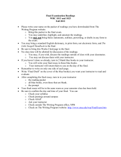 Final Examination Readings WRC 1013 and 1023 Fall