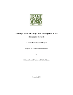 Finding a Place for Early Child Development in the Hierarchy of Needs