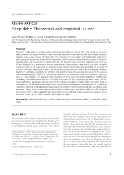 Sleep debt: Theoretical and empirical issues*
