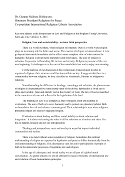 Dr. St&aring;lsett - International Center for Law and Religion Studies