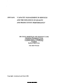 capacity management in services and the influence on quality and